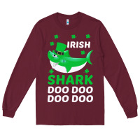 Burgundy Irish Shark Doo Doo Doo Saint Patricks Day Long Sleeve Tee - Bettercallsaul