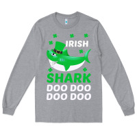 Heather Grey Irish Shark Doo Doo Doo Saint Patricks Day Long Sleeve Tee - Bettercallsaul