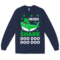 Navy Irish Shark Doo Doo Doo Saint Patricks Day Long Sleeve Tee - Bettercallsaul