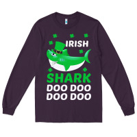 Plum Irish Shark Doo Doo Doo Saint Patricks Day Long Sleeve Tee - Bettercallsaul