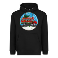 Santa Claus With Retro Van  Christmas Ornament Heavyweight Hoodie | Teevron