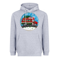 Heather Grey santa claus with retro van  christmas ornament Heavyweight Hoodie - BundleAndBundleShop