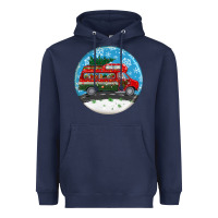 Navy santa claus with retro van  christmas ornament Heavyweight Hoodie - BundleAndBundleShop