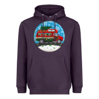 Plum santa claus with retro van  christmas ornament Heavyweight Hoodie - BundleAndBundleShop