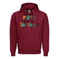 Burgundy Because Mama Runs This Shitshow Zipper Hoodie - CowCowDesign