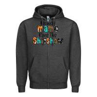 Charcoal Heather Because Mama Runs This Shitshow Zipper Hoodie - CowCowDesign