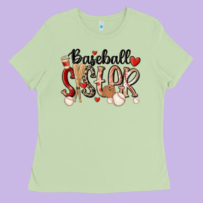 Baseball Sister Ladies Tee Designed By Maliassmallbusiness