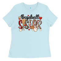 Baby Blue baseball sister Ladies Tee - MaliasSmallBusiness