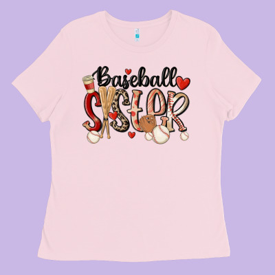 Baseball Sister Ladies Tee Designed By Maliassmallbusiness
