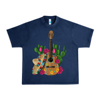 Navy ,mexican sombrero guitar rose cactus Urban Heavy Tee - Artiststas