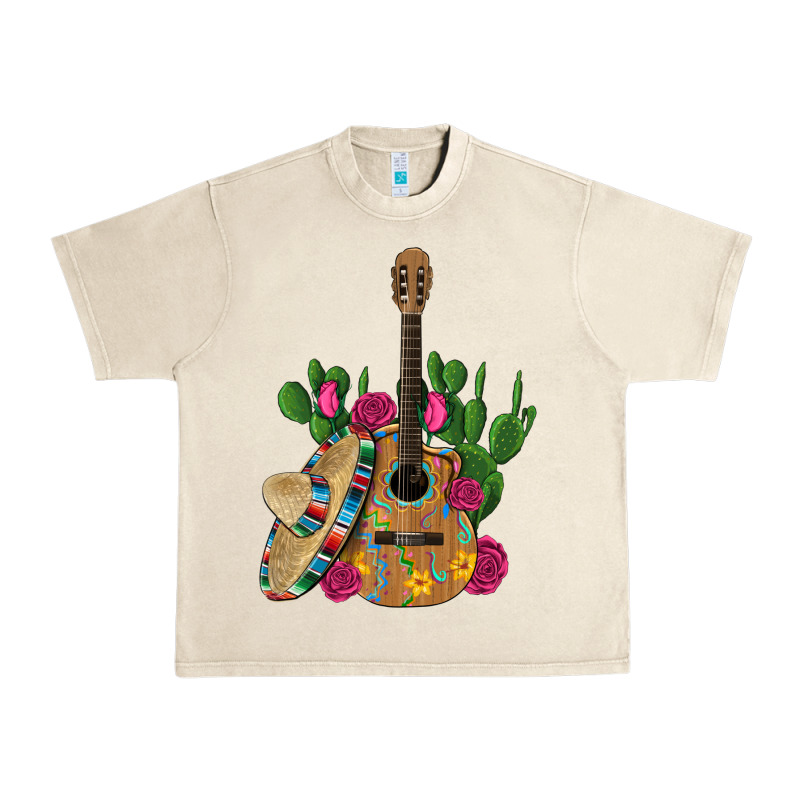 ,mexican Sombrero Guitar Rose Cactus Urban Heavy Tee by Artiststas | Teevron