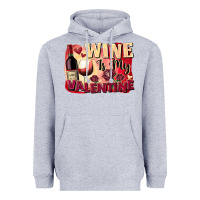 Heather Grey Wine İs My Valentine Fa Heavyweight Hoodie - FaDigitalArtStudio
