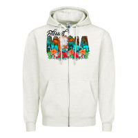 Oatmeal Heather Blessed Mama Flowers Cow Zipper Hoodie - CowCowDesign