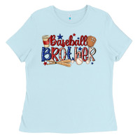 Baby Blue baseball brother Ladies Tee - MaliasSmallBusiness