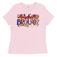Bubblegum Pink baseball brother Ladies Tee - MaliasSmallBusiness