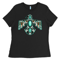 Black cowhide turquoise thunderbird Ladies Tee - Jasminsmagicworld