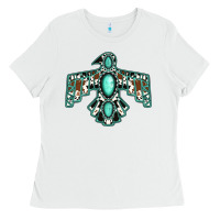 White cowhide turquoise thunderbird Ladies Tee - Jasminsmagicworld
