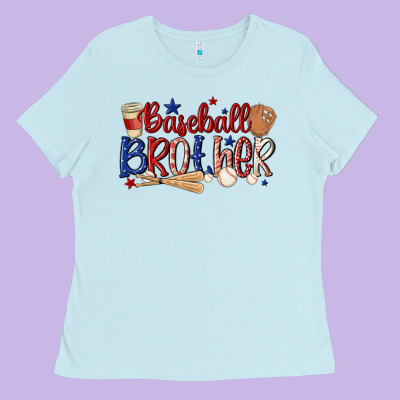 Baseball Brother Ladies Tee Designed By Maliassmallbusiness