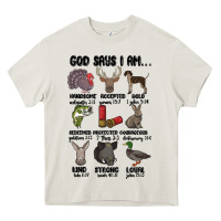 Cream god says i am hunting Heavy Core Tee - MaliasSmallBusiness