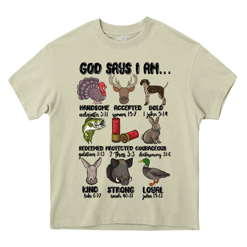 God Says I Am Hunting Heavy Core Tee by MaliasSmallBusiness | Teevron