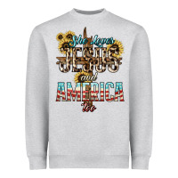 Heather Grey She loves Jesus and America too sunflower Heavyweight Sweatshirt - HowdyJamesFarm