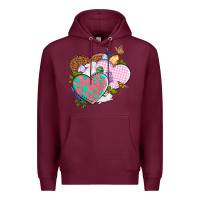 Burgundy Easter Day Western Easter hearts Premium Hoodie - OliviaCreatesArt