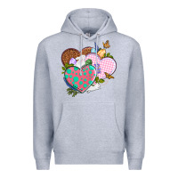 Heather Grey Easter Day Western Easter hearts Premium Hoodie - OliviaCreatesArt