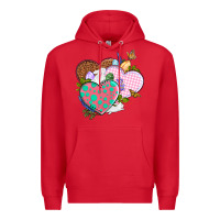 Red Easter Day Western Easter hearts Premium Hoodie - OliviaCreatesArt