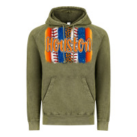 Vintage Olive houston baseball team spirit brushstrokes Vintage Hoodie - Artiststas