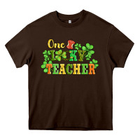 Chocolate Brown one lucky teacher Heavy Core Tee - AdoDesignShop