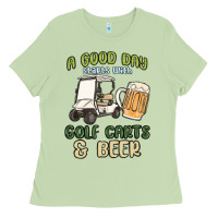 Matcha a god day starts with golf carts and beer Ladies Tee - MaliasSmallBusiness