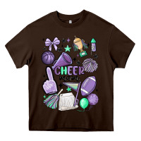 Chocolate Brown cheer mom Heavy Core Tee - MaliasSmallBusiness