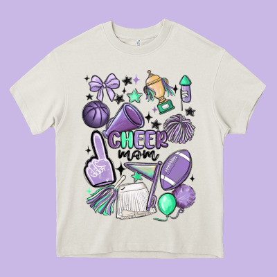 Cheer Mom Heavy Core Tee Designed By Maliassmallbusiness
