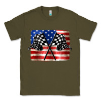 Army Green American Racing Flag Classic Tee - JahusDesignShop