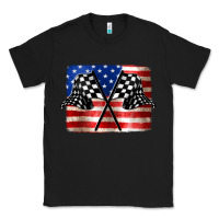 Black American Racing Flag Classic Tee - JahusDesignShop