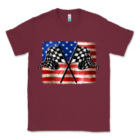 Burgundy American Racing Flag Classic Tee - JahusDesignShop
