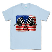 Dusty Blue American Racing Flag Classic Tee - JahusDesignShop