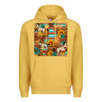 Antique Gold Western Horse Sunflowers Gemstone Seamless Pattern Premium Hoodie - FaDigitalArtStudio