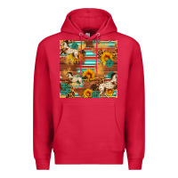 Cardinal Western Horse Sunflowers Gemstone Seamless Pattern Premium Hoodie - FaDigitalArtStudio