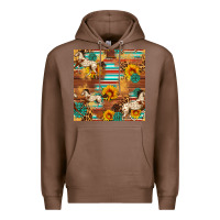 Chestnut Western Horse Sunflowers Gemstone Seamless Pattern Premium Hoodie - FaDigitalArtStudio