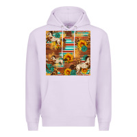 Lilac Western Horse Sunflowers Gemstone Seamless Pattern Premium Hoodie - FaDigitalArtStudio