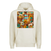 Oatmeal Heather Western Horse Sunflowers Gemstone Seamless Pattern Premium Hoodie - FaDigitalArtStudio