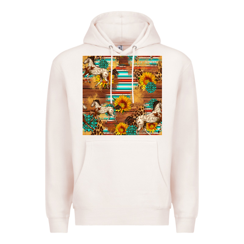 Western Horse Sunflowers Gemstone Seamless Pattern Premium Hoodie by FaDigitalArtStudio | Teevron
