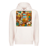 Pale Pink Western Horse Sunflowers Gemstone Seamless Pattern Premium Hoodie - FaDigitalArtStudio