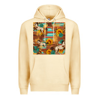 Pina Colada Western Horse Sunflowers Gemstone Seamless Pattern Premium Hoodie - FaDigitalArtStudio