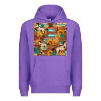 Purple Western Horse Sunflowers Gemstone Seamless Pattern Premium Hoodie - FaDigitalArtStudio