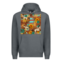 Rock Western Horse Sunflowers Gemstone Seamless Pattern Premium Hoodie - FaDigitalArtStudio