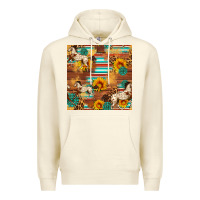 Sandshell Western Horse Sunflowers Gemstone Seamless Pattern Premium Hoodie - FaDigitalArtStudio
