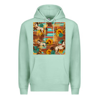Seafoam Western Horse Sunflowers Gemstone Seamless Pattern Premium Hoodie - FaDigitalArtStudio