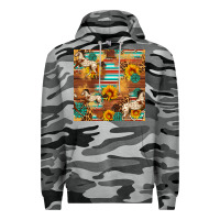 Slate Camo Western Horse Sunflowers Gemstone Seamless Pattern Premium Hoodie - FaDigitalArtStudio